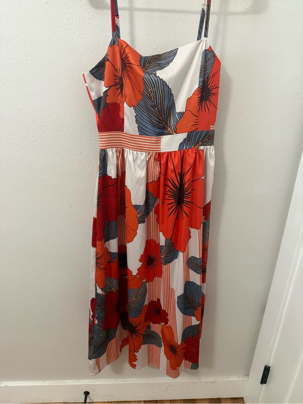 Women’s Orange Floral Spaghetti-Strap Dress